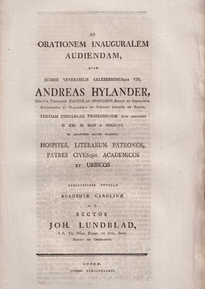 Ad orationem inauguralem audiendam, quam summe…