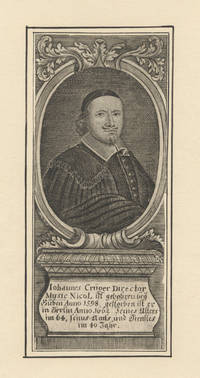 Half-length portrait engraving by G.P. Busch within decorative oval border by CRÜGER, Johannes 1598-1662