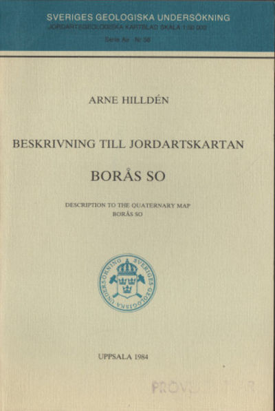 BESKRIVNING TILL JORDARTSKARTAN BORÅS SO.