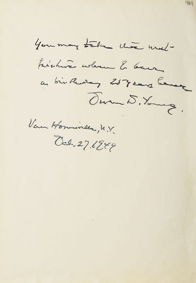 Autograph Note Signed to Alfred Eisenstaedt, Van Homesville, NY, October 1949
