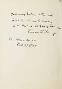 Autograph Note Signed to Alfred Eisenstaedt, Van Homesville, NY, October 1949