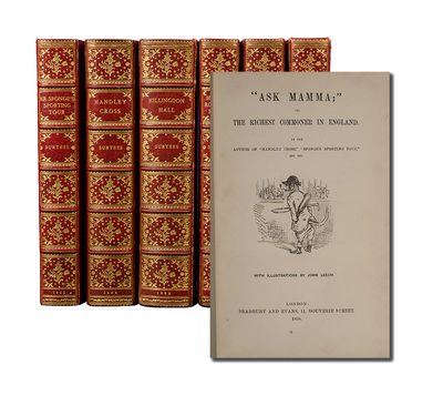 Mr. Sponge's Sporting Tour. With illustrations by John Leech. London: Bradbury and Evans, 1853. [And:] Handley Cross; or, Mr. Jorrocks's Hunt. With illustrations by John Leech. London: Bradbury and Evans, 1854. [And:] "Ask Mamma;" or, The Richest Commoner in England. With illustrations by John Leech. London: Bradbury and Evans, 1858. [And:] "Plain or Ringlets?" With illustrations by John Leech. London: Bradbury and Evans, 1860. [And:] Mr. Facey Romford's Hounds. With illustrations by John Leech and Hablot K. Browne. London: Bradbury and Evans, 1865. [And:] Hillingdon Hall or, The Cockney Squire. A Tale of Country Life. With illustrations by Wildrake, Heath & Jellicoe. London: John C. Nimmo, 1888. (in 6 vols)