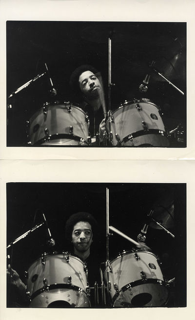 TONY WILLIAMS PLAYING THE DRUMS (ca. 1975) Set of 2 photos