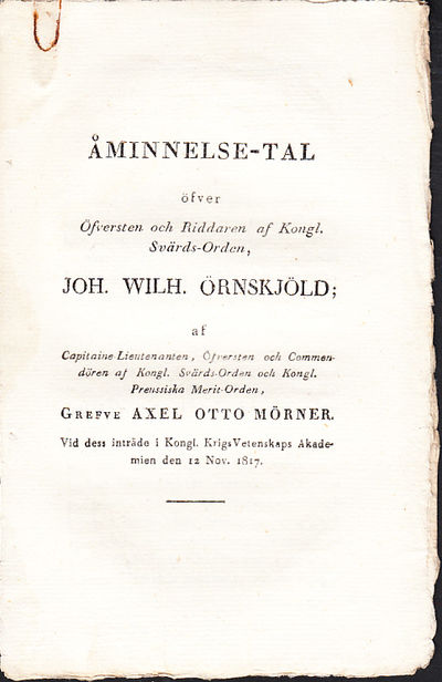 Åminnelse-tal öfver öfversten och riddaren af…