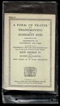image of A Form of Prayer and of Thanksgiving to Almighty God: Coronation of their Majesties King George VI and Queen Elizabeth