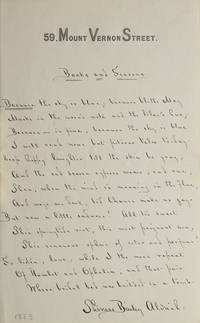 Manuscript fair copy of "Books and Season " 14 lines, Signed in full. Published as "Sonnet XX " of XXVIII Sonnets