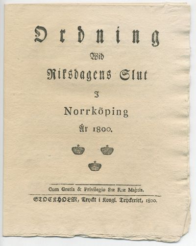 Ordning wid riksdagens slut i Norrköping år 1800.