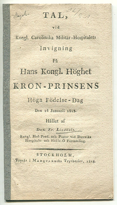 Tal, vid kongl. Carolinska militär-hospitalets…