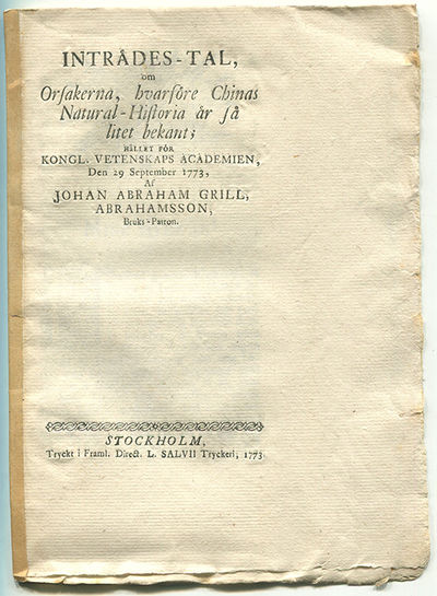 Inträdes-tal, om orsakerna, hvarföre Chinas…