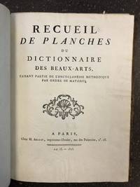RECUEIL DE PLANCHES DU DICCTIONAIRE DES BEAUX-ARTS, FAISANT PARTIE DE L'ENCYCLOPÉDIE MÉTHODIQUE PAR ORDRE DE MATIÈRES