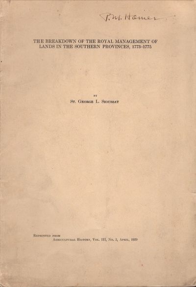 The Breakdown of the Royal Management of Lands in the Southern Provinces, 1773-1775