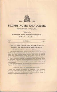 Pilgrim Notes and Queries March 1917, Vol. V No. 3