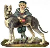 12 Scrap Sailor Boy Leaning on his Big Great Dane