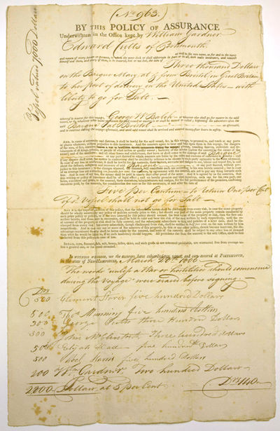 French Spoliation Claims and Policy of Assurance of the American merchant vessel "Mary