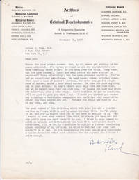 image of TYPED LETTER WITH EXCELLENT CONTENT INCLUDING AN ATTACK ON FREDRIC WERTHAM SIGNED BY AMERICAN PSYCHIATRIST KARL MENNINGER.