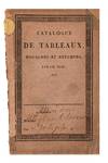 Catalogue de Tableaux, Gouaches et Estampes, Dont la Vente se fera les 12 et 13 janvier 1818…