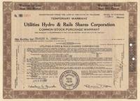 A Vintage Utilities Stock Certificate Issued to Charles R. Adams on April  29th 1930