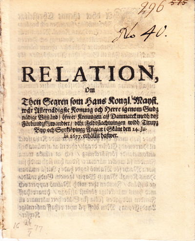 Relation, om then segren som hans kongl. mayst.…