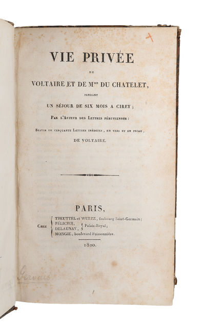 Vie Privee De Voltaire et de Mme Du Chatelet