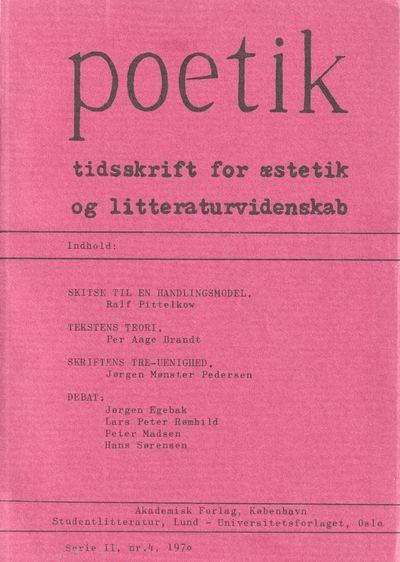 Poetik, tidsskrift for æstetik og…