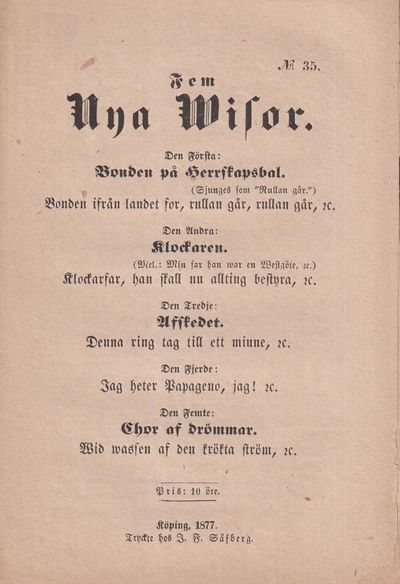 Fem nya wisor. Den första: Bonden på…
