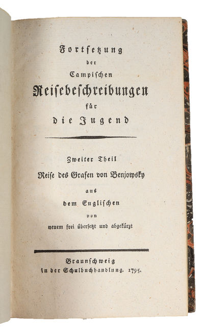 Fortsetzung der Campischen Reisebeschreibungen für die Jugend. 6 vols. 1: Reise des Grafen von Benjowsky. 2: Reise des Grafen von Benjowsky. 3: Neue Reise in die vereinten Staaten von Nordamerika, gemacht im Jahr 1788 von dem französischen Bürger J. P... (photo 2)