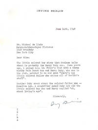 TYPED LETTER SIGNED (TLS) on the Rumor that a "Colored Boy" Wrote His Songs