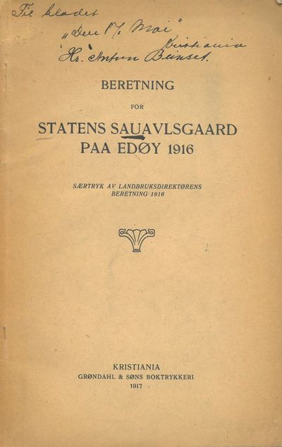 Beretning for Statens Sauavlsgaard paa Edøy 1916.…