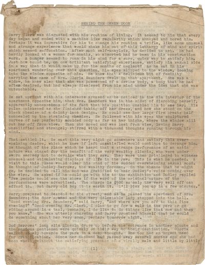 Behind the Green Door (Vintage typescript short story, basis for the 1972 adult film)