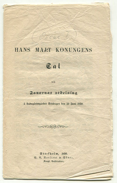 Hans maj:t konungens tal wid fanornas utdelning å…