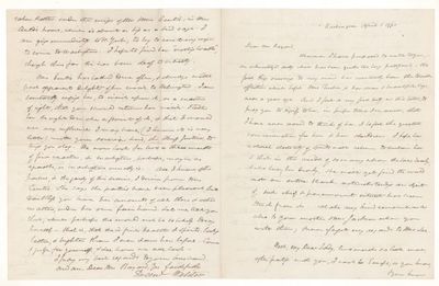 Autograph Letter, Signed. To Mrs. Richard H. Bayard [Mary Sophia Carroll Bayard, (1804-1886)]
