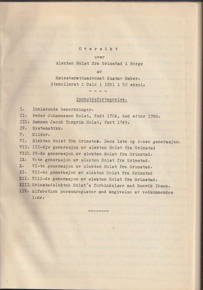 Oversikt over slekten Holst fra Grimstad i Norge.