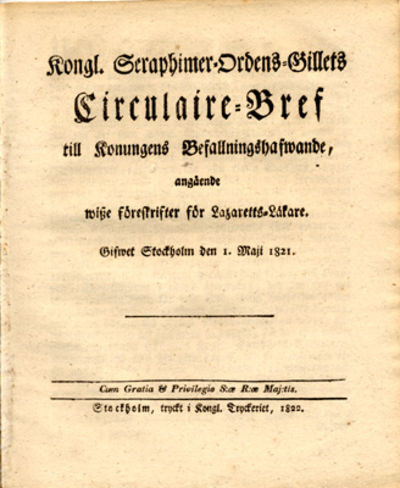 Kongl. Seraphimer-Ordens-Gillets circulaire-bref…