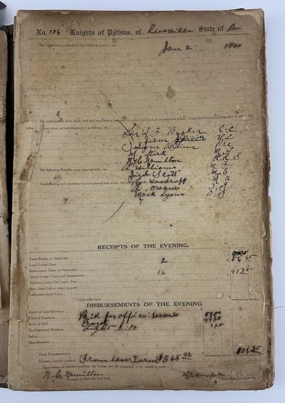 [Manuscript Ledger Book Recording Three Years of Meetings for the Pine Tree Lodge of the Leesville, Louisiana Knights of Pythias]