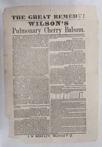 The Great Remedy! Wilson&#039;s Pulmonary Cherry Balsam de J. W. Brayley - ca. 1872