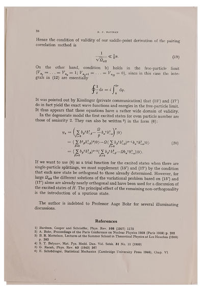 "On the Connection Between the Cluster Model and the SU[3] Coupling Scheme for Particles in a Harmonic Oscillator Potential." Offprint from: Amsterdam, Nuclear Physics, 9, 1958-59.