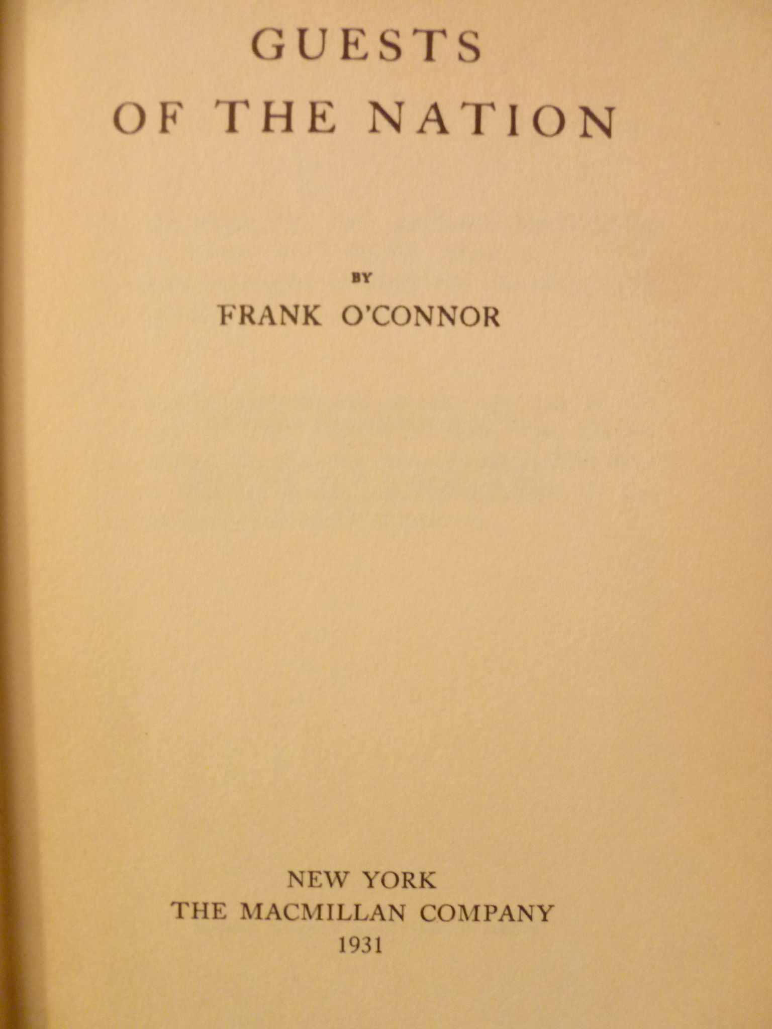 Guests of the Nation by Frank O'Connor First 1931 from Charity