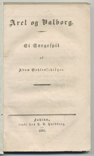 Axel og Valborg. Et sørgespil.