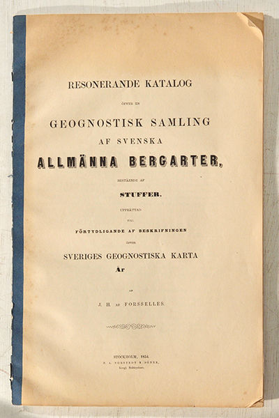 Resonerande katalog öfver en geognostisk samling…