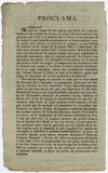 PROCLAMA. CIUDADANOS! QUANDO LOS ARMAS DE UNA NACION QUE AHORA ES AMIGA INVADIERON ESTA CIUDAD EN EL AÑO DE 1806...[first few lines of text].