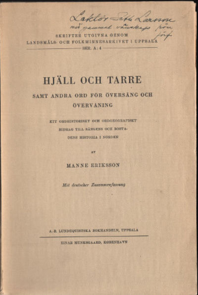 HJÄLL OCH TARRE samt andra ord för översäng och…