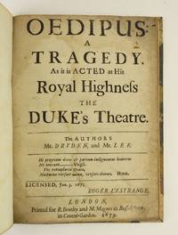 OEDIPUS by and NATHANIEL LEE JOHN - FIRST EDITION - 1679 - from Phillip J. Pirages Fine Books and Medieval Manuscripts (SKU: ST15024e)