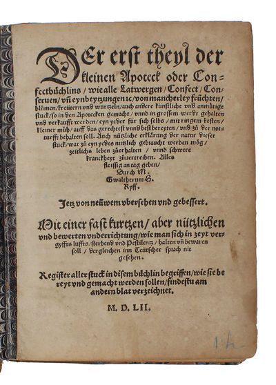 Der erst theyl der kleinen Apoteck oder…
