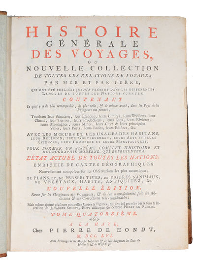 Histoire générale des Voyages, ou nouvelle collection de toutes les relations de voyages par mer et par terre, (...) Nouvelle edition. Tome Quatorzieme (XIV). (photo 2)