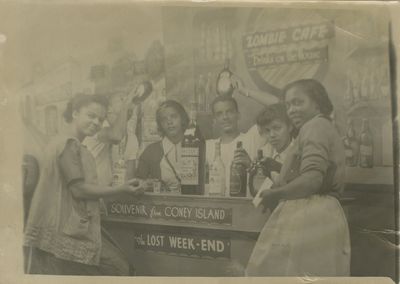 Souvenir Photograph of Six Young African-American Men and Women at the “Zombie Cafe” on Coney Island, c. 1950s