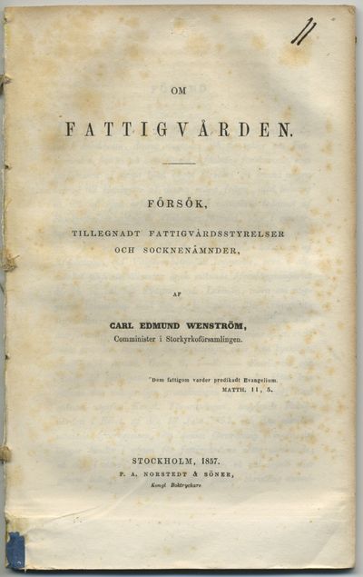 Om fattigvården. Försök, tillegnadt…