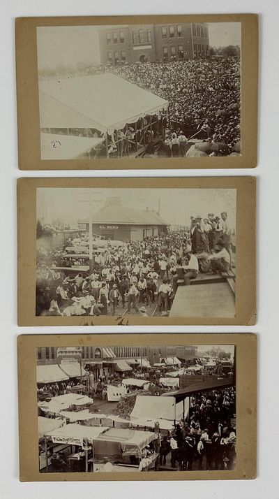 [Three Photographs in El Reno Showing Participants Preparing for the Oklahoma Land Rush]