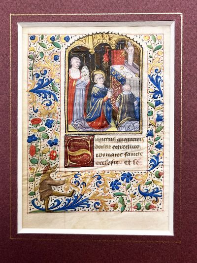 <p style="color:DarkRed;">Illuminated Manuscript Miniature depicting the Mass of St. Gregory