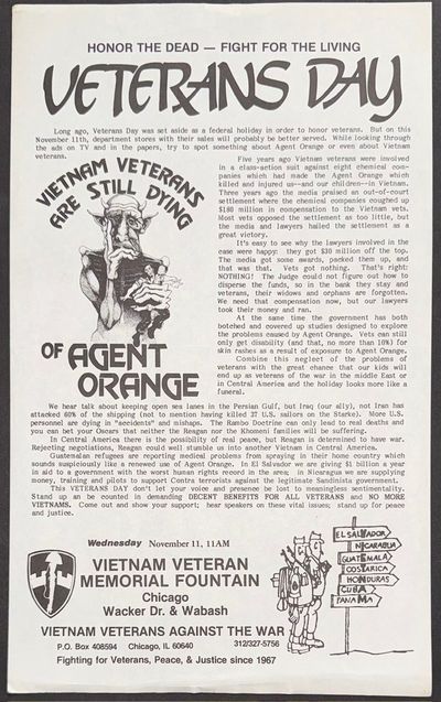 Honor the Dead - Fight for the Living. Veterans Day [handbill]
