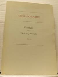 Orter och namn. Festskrift till Valter Jansson 22…
